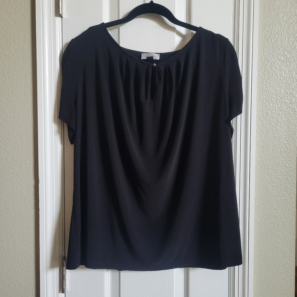 Tahari blouse top shirt womens 1x black